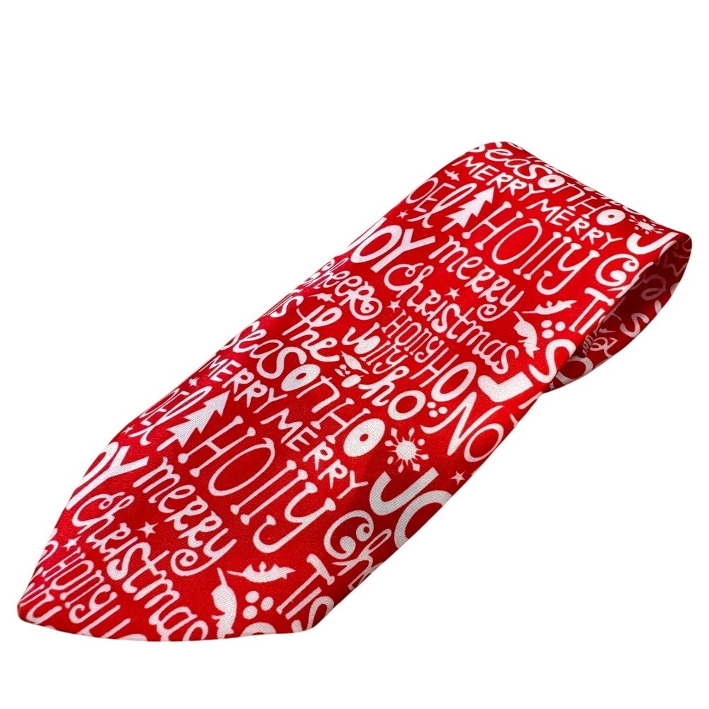 Mens Christmas Necktie‎ Red Holiday Xmas Novelty Neck Tie Festive